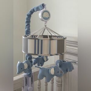 Blue, Grey, & White Elephant Mobile for Nursey